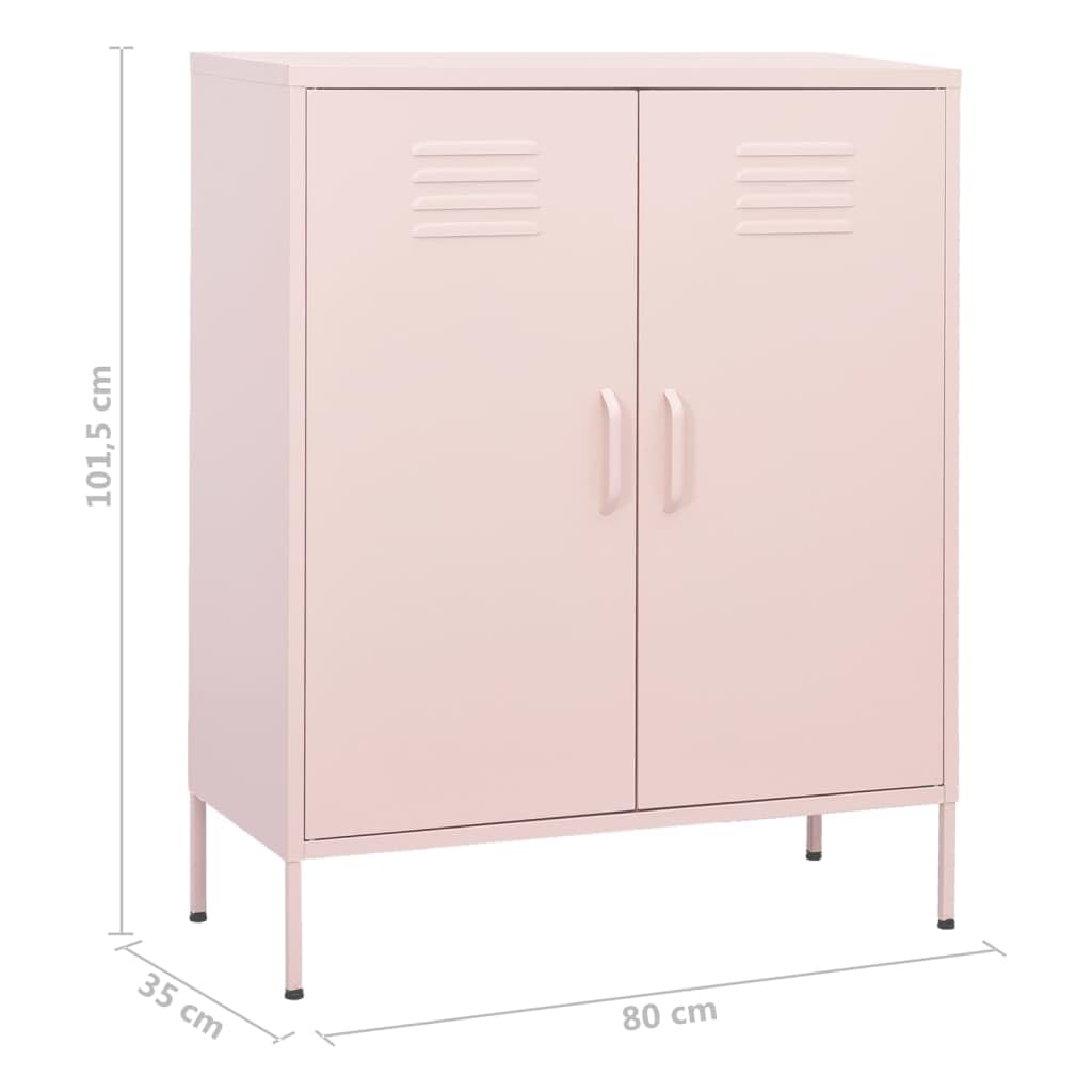 Lagerschrank Rosa Stahl 80x35x101,5 cm mit 2 Türen und verstellbaren Einlegeböden Robuster Aufbewahrungsschrank für Wohnzimmer Küche und Flur