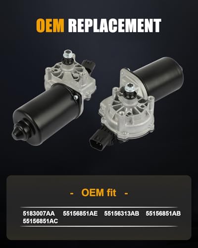 Image of ROADFAR Front Windshield Wiper Motor Fit for Jeep for Commander 2006 2007 | For Jeep For Commander 2006 2007|For Jeep For Grand Cherokee 2005-2007|Replace 5183007AA|55156851AB|55156851AC|4 Pins