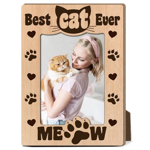 LONLONBANG Cat Photo Frame 4x6 Wooden Home Decor YT0083