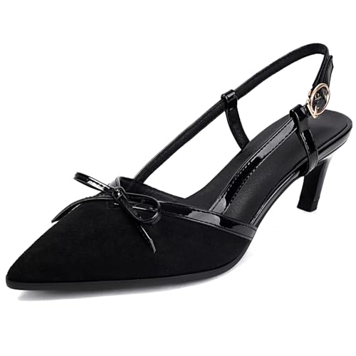 Talons kitten pour femme avec bout pointu et bride slingback
