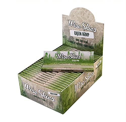 Wise SkiesGreen Organic Rolling Papers | Green Colour King Size Slim Thin Rolling Papers (12)