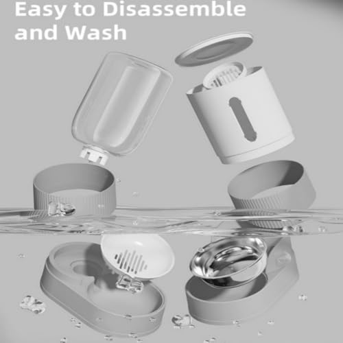 Gravity Cat Feeder and Water Dispenser, 2 in 1 Automatic Cat Feeder with 180 Degree Rotatable, 2 Pack Large Capacity Self Feeding for Small Medium Dog Puppy Kitten, Black, 0.8 Gallon x 2 - Image 5