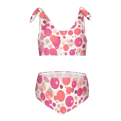 Pink Dot Minimalist Girls' 2 Piece Kids Bikini Set Beach Swimsuit Swimming Suits Cute Shoulder Strap