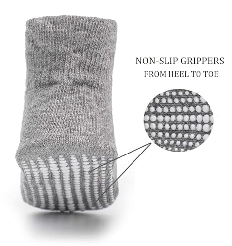 Image of Zaples Baby Non Slip Grip Ankle Socks with Non Skid Soles for Infants Toddlers Kids Boys Girls