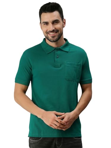 Image of Lux Cozi Men's T-Shirt with Chest Pocket | Polo T-Shirt for Man | Plain Casual Stylish | Half Sleeve| Cotton Blend Collar Polo T-Shirts for Men