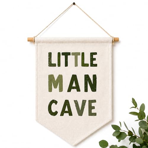 ZEARPT Little Man Cave Banner for Boys Room, Baby Boy...