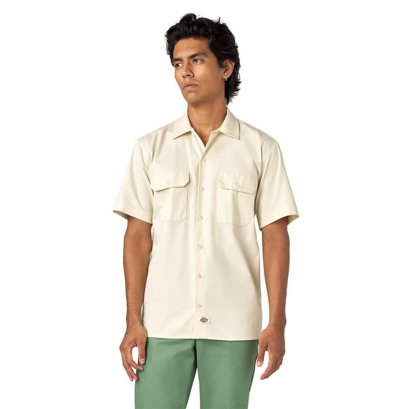 Image of Dickies Men's Short Sleeve Work Shirt - Durable Twill Button Down Shirts for Men, Lightweight Uniform for Daily Wear