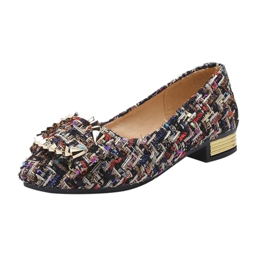 cfpqv Loafer Damen Karierte Kleid Schuhe Flat Ballerinas Party Hochzeitsschuhe Brautschuhe Elegant Damenschuhe Flache Ballerina Schuhe Mary Jane...