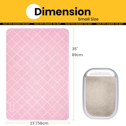 Image of Conlun Cat Litter Mat Litter Trapping Mat, 35 inch x 23 inch Premium Durable PVC Grid Mesh with Scatter Control, Non-slip, Less Waste Cat Litter Box Mat, Pink