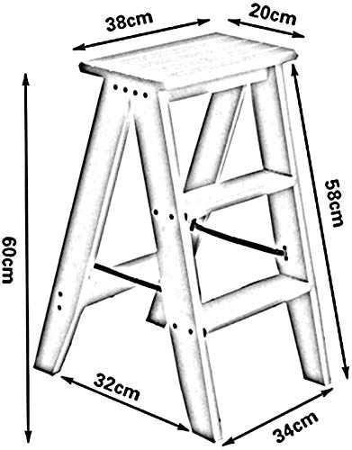 Taburete portátil de 3 peldaños de madera maciza en color blanco 4