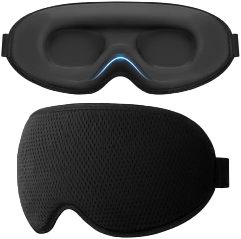 Gritin Schlafmaske für Seitenschläfer Herren & Damen Bequem 3D Schlafbrille | Atmungsaktive Lichtblockierend, Ergonomische Augenmaske, Verstellbar Gummiband, für Nickerchen, Flugze