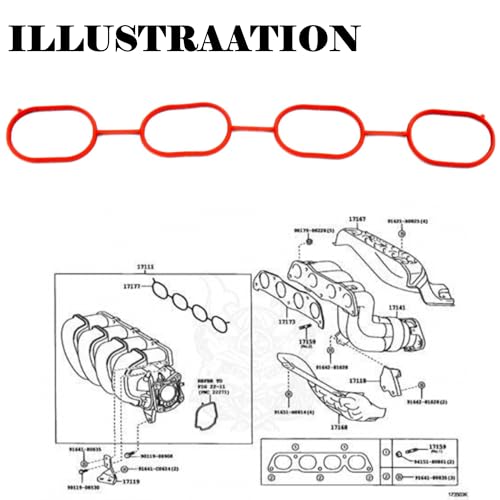 Image of Intake Manifold Gasket for Toyota Corolla Matrix 2003-2008 Replace 17171-22060 Engine Intake Seal