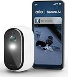 Arlo Essential 2 2K, Caméra de Surveillance WiFi Extérieure sans Fil, Autonomie de 24 Mois, Vision Nocturne Couleur, Sirène et Audio Bidirectionnel, Essai Secure Inclus, 1 Caméra Blanc