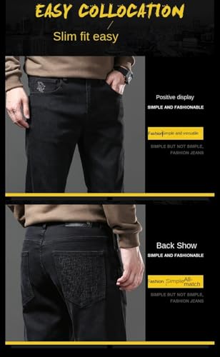 Jeans Pants Trousers Denim Spring and Autumn Elastic Simple Handsome Slim Fit Classic Little Black Men's 7