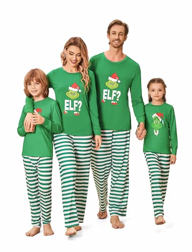 Ekouaer Matching Family Christmas Pajamas Holiday Sleepwear Set Long Sleeve Pullover and Printed Pants S-XXL