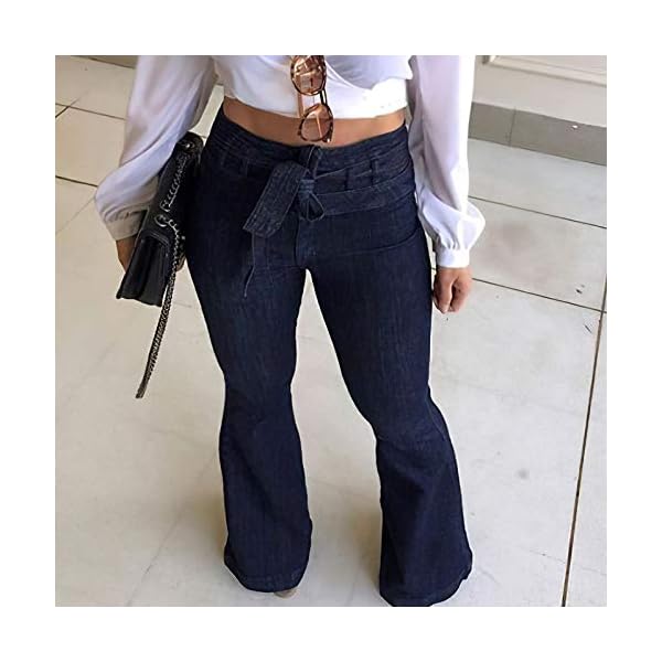 Pantete Womens High Waisted Bell Bottom Jeans Denim High Rise Flare Jean Pants with Belt