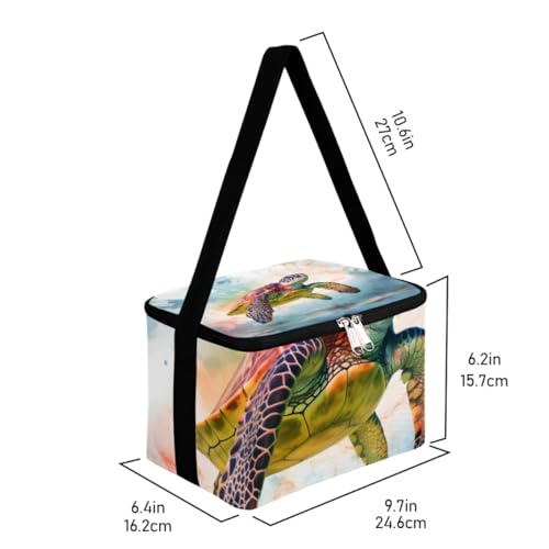 GzLeyigou Lunch Bags for Women Men 9 Cans,Watercolor Turtle Hot & Cold Food Delivery Bag Insulated Grocery Bag Insulated Lunch Box Sea Turtle Cooler Bag for Office Work Picnic Beach