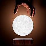 Lámpara LED escritorio de madera con interruptor, lámpara de luna levitante niños, lámpara de mesa regulable, lámpara de noche con enchufe y cable, regalo creativo luz nocturna luna flotante