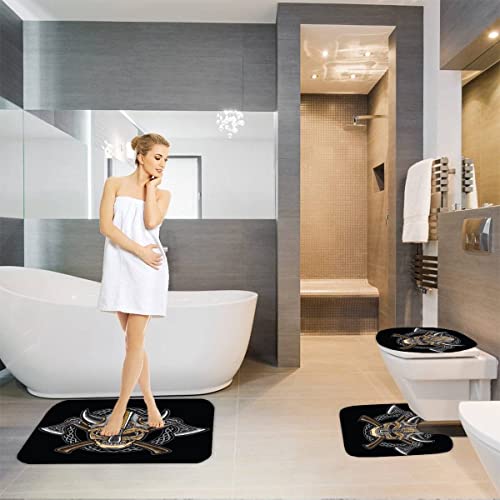 Badteppich Wikinger-Schädel Badematten Mikrofaser Luxus Badezimmerteppich Absorbierend Teppiche Set Wikinger Axt Schwert… – Bild 6