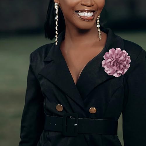 Image of Dainty Fabric Rose & Camellia Flower Oversized Brooch Pins & Hair Clip - Large Lapel Pin, 4.3in /7.5in