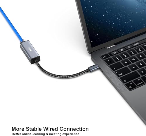 Image of BENFEI USB-C to Ethernet Adapter, USB Type-C (Thunderbolt 3 /4) to RJ45 Gigabit Ethernet LAN Network Adapter Compatible with iPhone 15 Pro /Max, MacBook Pro /Air 2023, iPad Pro,iMac, S23, XPS 17 and More