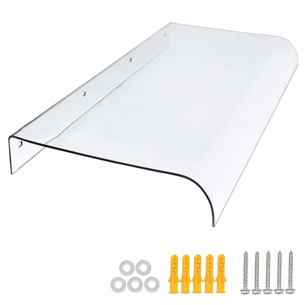 Auvent Voûté De Porte Et Fenêtres, Auvent De Porte D'Entrée Invisible | Marquise En Polycarbonate Transparent, Toit Abri Protection Contre La Pluie Et UV Pour Cour Garage(100x40cm/39.4x15.7in)