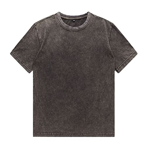 T-shirt en coton délavé homme manches courtes col rond look vintage été