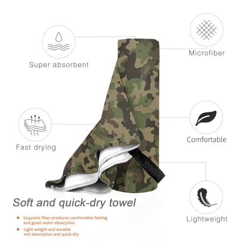 Toalla de baño de tacto suave premium, gran formato en camuflaje verde para piscina 5