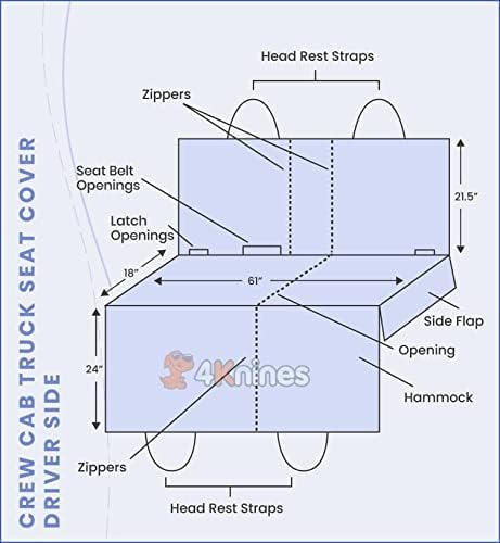 Miniatura 6 de 4Knines - Funda de asiento para camionetas doble cabina, protección de asiento trasero, hamaca para mascotas, duradera, para perros, se adapta a
