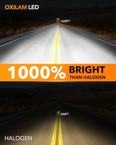 Image of OXILAM 9008 /H13 LED Bulb, 1000% Super Bright Driving Lights, 5 Min Quick Install, 60000H Lifespan, No Flicker, 99% Compatibility, Pack of 2