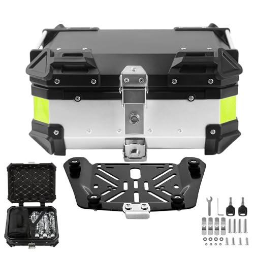 Top Case Moto en Aluminium Premium - Coffre Arrière Robuste 28L Argent