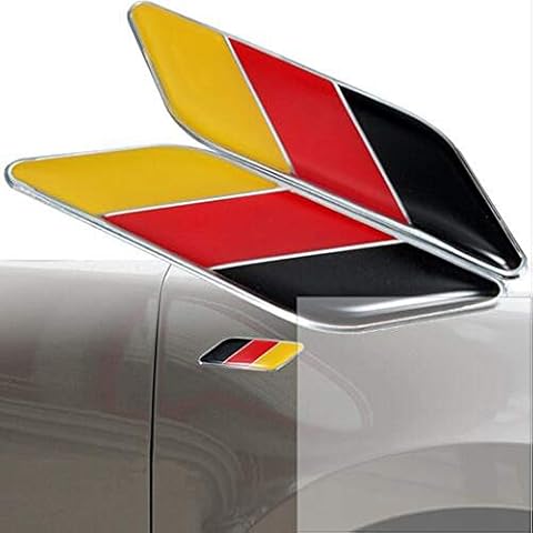 2Pcs/Pair 3D Metal German Flag Car Body Side Fender Rear Trunk Emblem Badge Cover