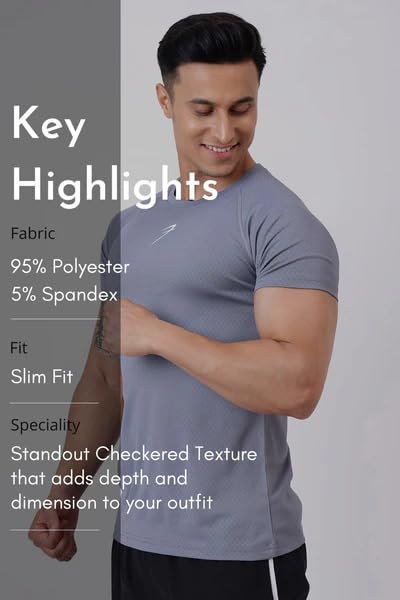 Image of FUAARK Grain Men's Slim Fit Heavyweight Stretchable Raglan Sleeves Gym & Workout Tshirt