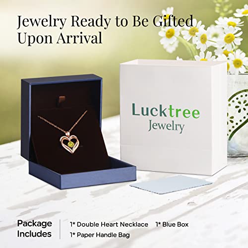 18K Rose Gold Anniversary Birthday Presents For Her Wife 50Th Birthday Gifts For Wife From Husband Valentines Day Gifts For Her Birthstone Diamond Necklace Rose Gold Jewelry For Women Heart Pendant Necklace Aug #TOP4