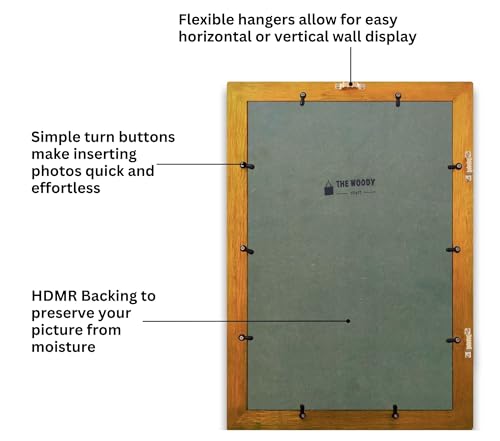 Image of 8 x 12 inch Wooden Photo Frame with Mat, Yellow Photo Frame 8 x 12 inch with Mat or 12 x 18 inch without Mat for Wall Decoration, Gallery Walls, Best Wooden Photo Frames for Posters and Photos