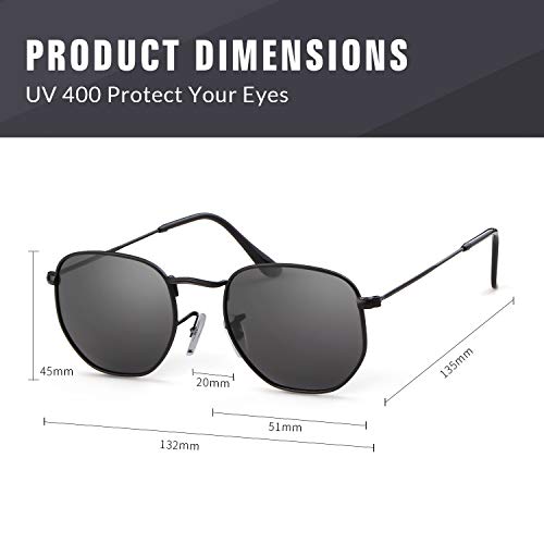 GIFIORE Polarized Hexagon Sunglasses for Women Men Polygon Small Square Sun Glasses UV400 Protection Metal Frame3
