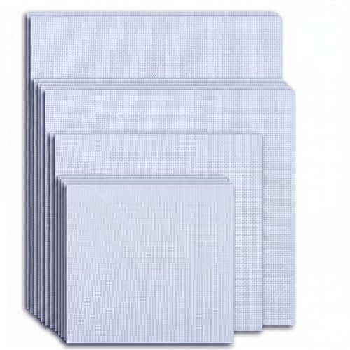 Yosugar Kreuzstich Stoff Set 12-Stück,11CT Baumwollstoff Aida Stoff Weiß zum Sticken für DIY Näharbeit und Stoff Handwerk,2 Stück 30×45cm, 4 Stück 30×30cm, 2 Stück 25x25cm,4 Stück 20x20cm