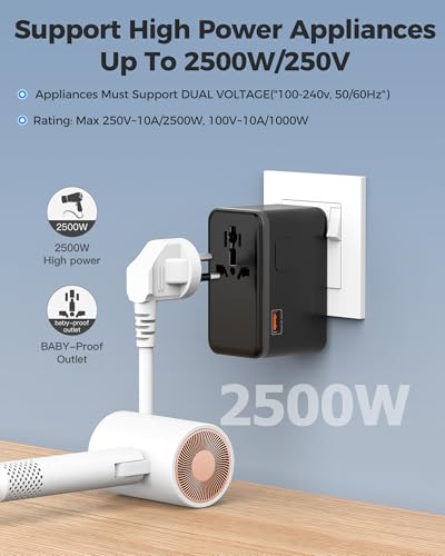 Image of 140W GaN Universal Travel Adapter, 4 USB C /A, 2500W AC, 200+ Countries