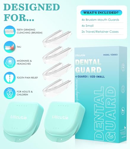 Image of Mouth Guard for Grinding Teeth at Night,Upgraded Safety EVA Material, Night Guards for Teeth Grinding, Small (4 Pack),Transparent