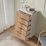 Multifonction : cinq tiroirs spacieux offrent un espace de rangement optimal et clair. Cette commode à cinq tiroirs peut être utilisée comme commode classique ou comme armoire supplémentaire dans les petits appartements ou les chambres d'enfants et est donc polyvalente.