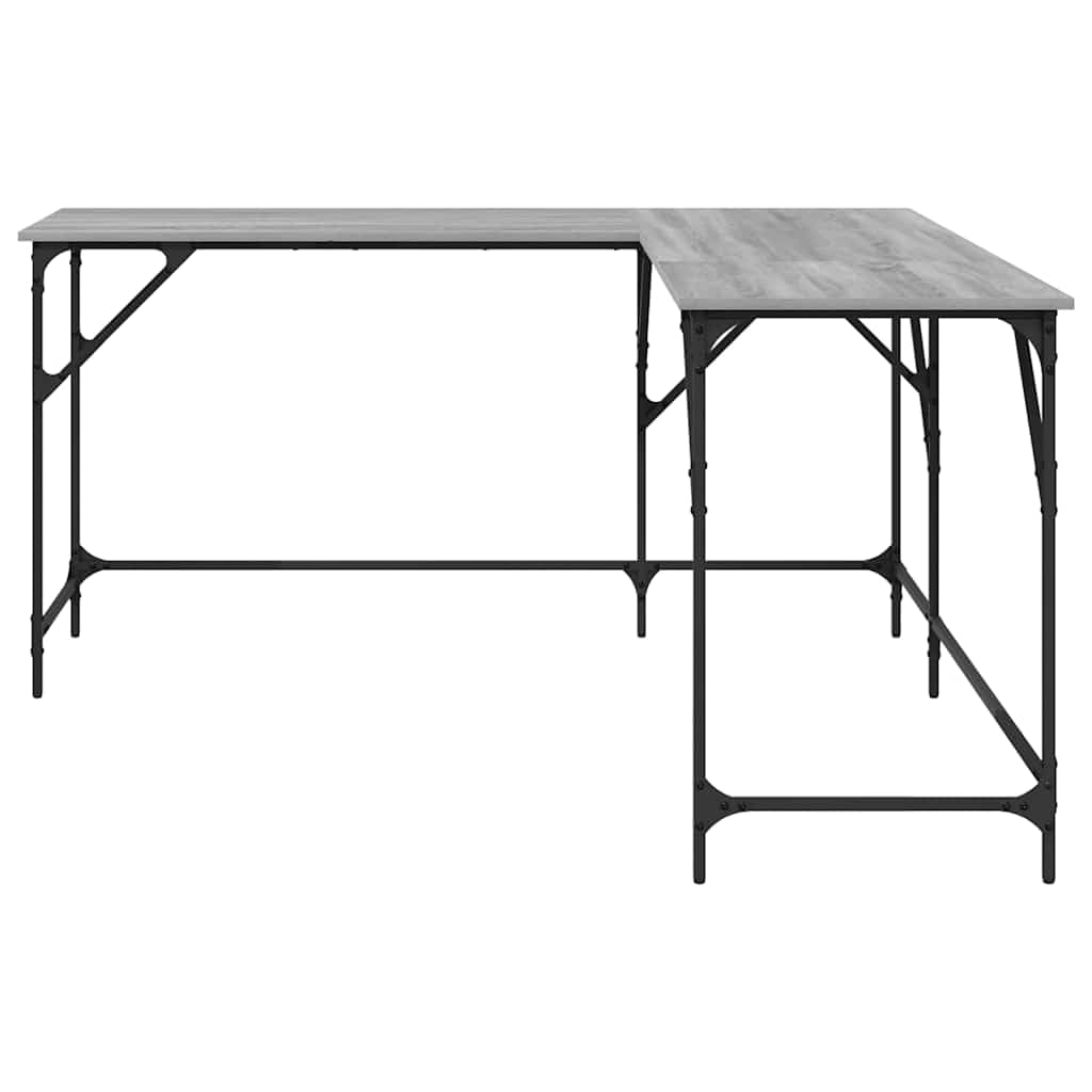 Schreibtisch Grau Sonoma 149x149x75 cm Holzwerkstoff L-Form mit Metallrahmen für Homeoffice Arbeitszimmer PC Laptop Ecke Stauraum Ablage ergonomisch zum Lernen und Zocken