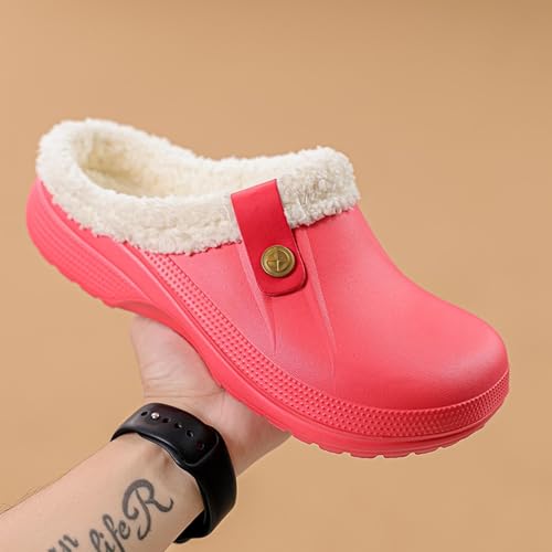Women Men Fleece Lined Clogs Cozy Warm Fuzzy Indoor Outdoor Shoes Waterproof Slippers Winter Garden Shoes Non-Slip Slippers for Home Yard Winter Walks4