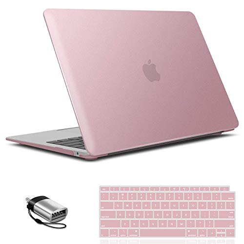 IBENZER MacBook Air 13 Inch Case 2020 2019 2018 New Version A2179 A1932, Hard Shell Case with Keyboard Cover &Type C for Apple Mac Air 13 Retina with Touch ID, Rose Gold, MMA-T13MPK+1TC