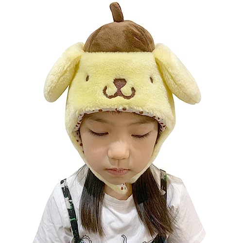 Sanrio Pompompurin (Pom Pom Purin) Fluffy Kids Beanie Cap Soft Warm Winter Head wear Yellow2