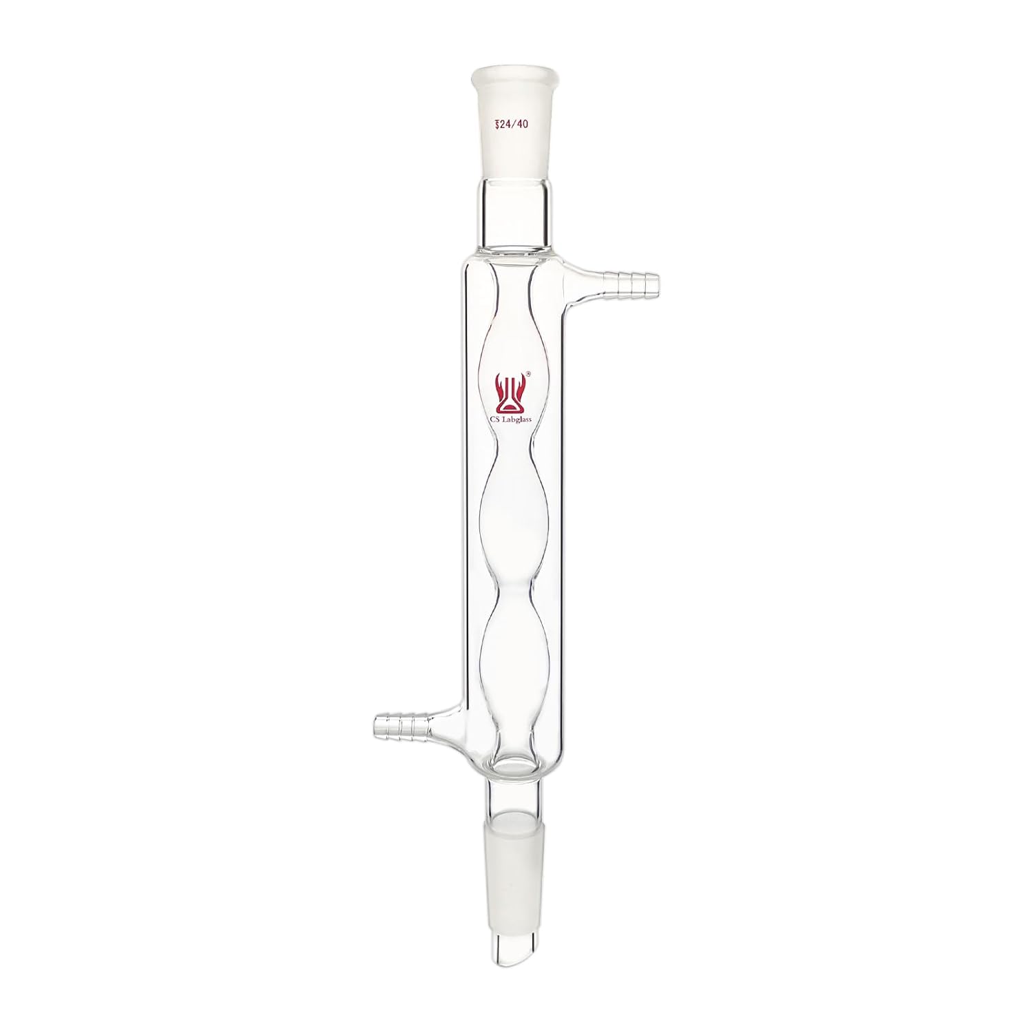 Glass Allihn Condenser with 19/22 Joints and 200mm Jacket Length, 8mm Glass Hose Connections, Borosilicate Glass Allihn Condenser for Reflux & Apparatus