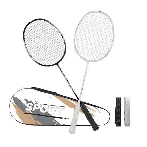 Marsred 4U Badminton Set mit Zwei 80g leichten Schlägern, Federball Set mit Schlägertasche, Badminton Schläger für Training und Unterhaltung