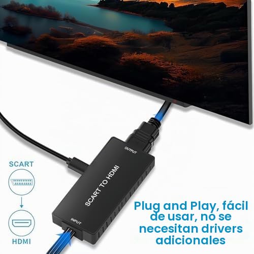 Miniatura 3 de Convertidor Euroconector A Hdmi Con Interruptor 720p 1080p - Adaptador Para Monitor De Tv, Proyector - Compatible Con Reproductor Dvd, Vhs, Stb Y Xbox