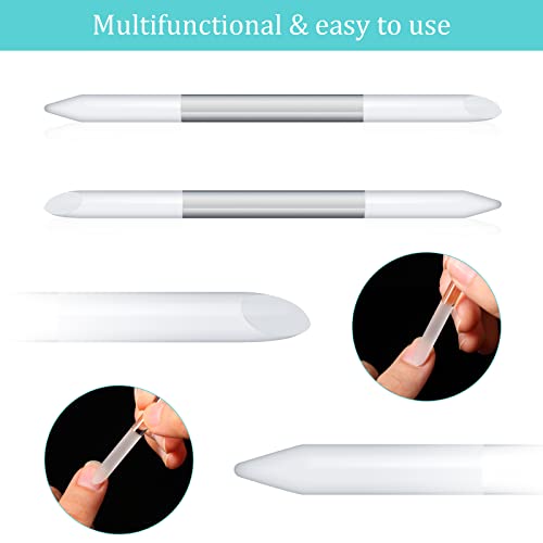 6 Pieces Glass Cuticle Pusher Nail File Set Imitated Crystal Nail Files Double Sided Glass Files With Case And Glass Cuticle Trimmer Remove Stick Manicure Tool For Nail Care (Green) #TOP3