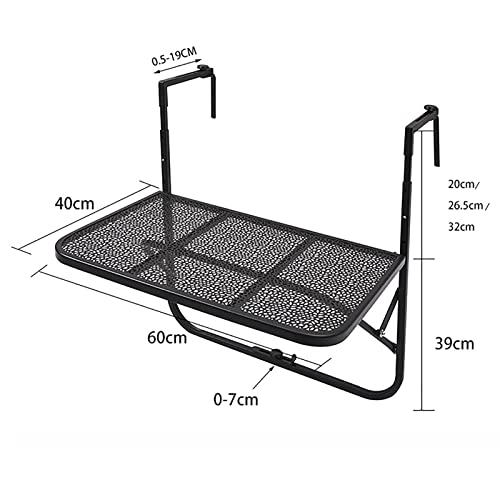 Table pliante suspendue de balustrade réglable et étagère extérieure - 3