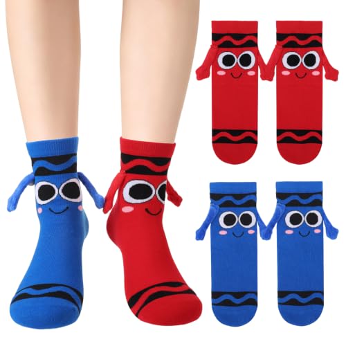 soxitoevy Crayon Socks Halloween Magnetic Holding Hands Socks Couple Gifts